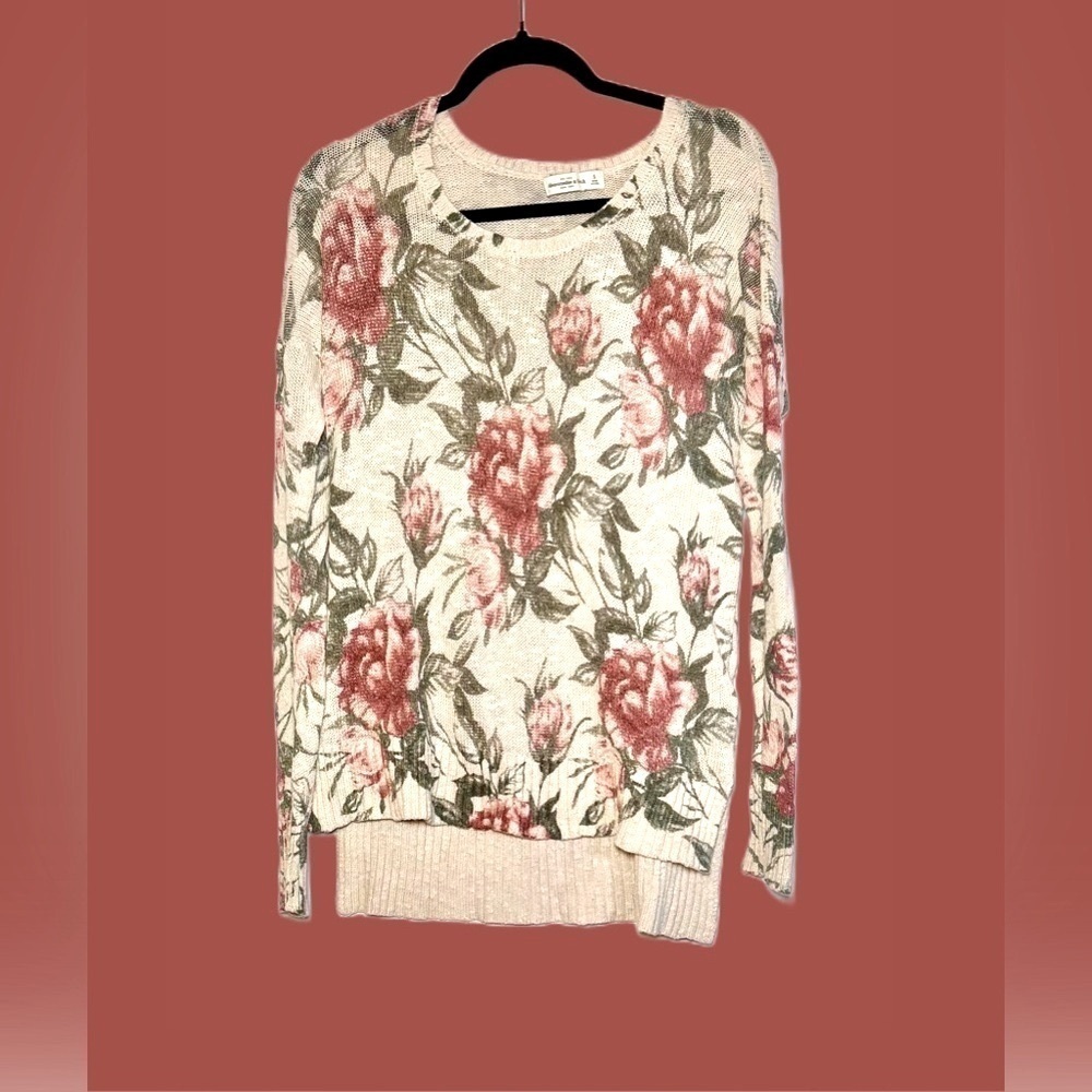 Abercrombie & Fitch Floral Boat Neck Long-Sleeved High-Low Sweater, S - Picture 8 of 15